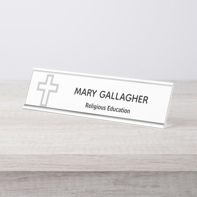 "Cross" Personalised Name Plate (Front)