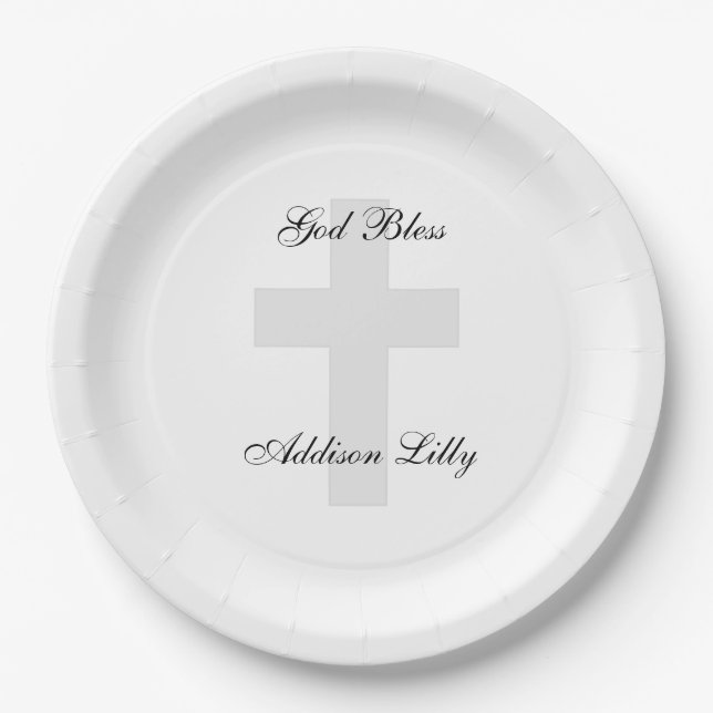 Cross Personalised Paper Plates (Front)