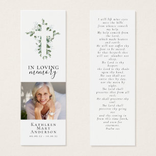 Cross Photo Memorial Funeral Prayer Bookmark