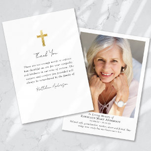 Cross Photo Memorial Sympathy Funeral Thank You Card