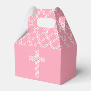 Cross Pink First Communion Party Favour Box