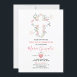 Cross Pink Flowers Girl First Holy Communion Invitation<br><div class="desc">Cross Pink Flowers Girl First Holy Communione Invitation
Primera Comunión</div>