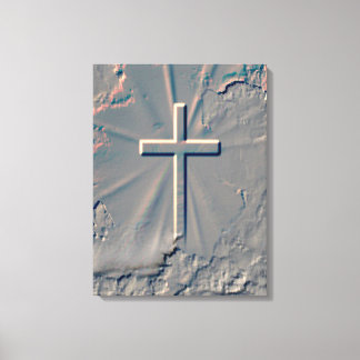 CROSS POPPING OUT FROM ROCK CANVAS PRINT