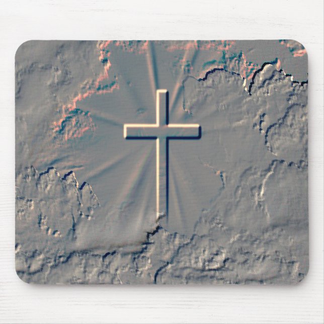 CROSS POPPING OUT FROM ROCK MOUSE PAD (Front)