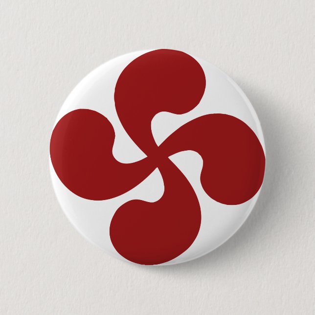 Cross Red Basque Lauburu 6 Cm Round Badge (Front)