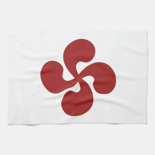 Cross Red Basque Lauburu Tea Towel