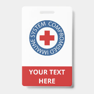Cross Red Blue Compromised Immune System ID Badge