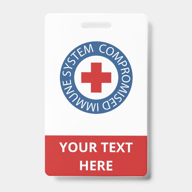 Cross Red Blue Compromised Immune System ID Badge (Front)