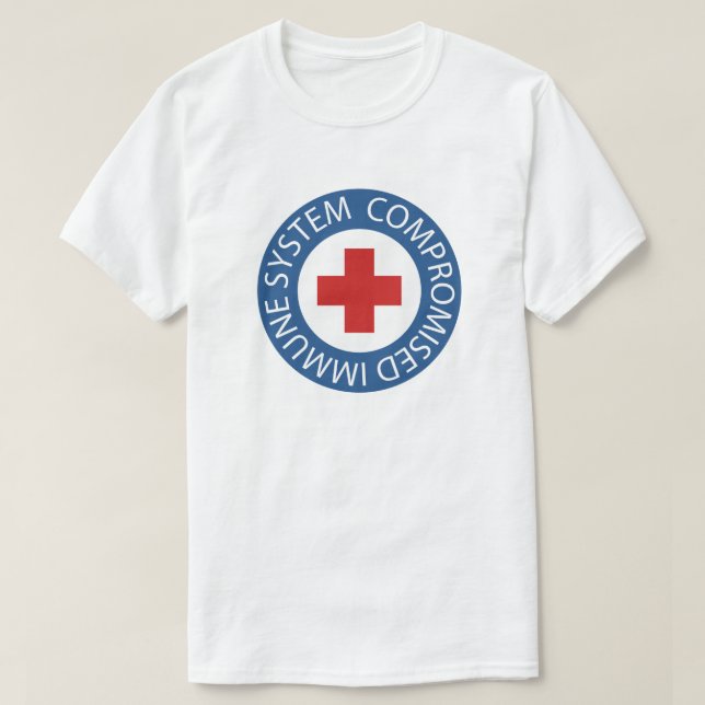 Cross Red Blue Compromised Immune System T-Shirt (Design Front)
