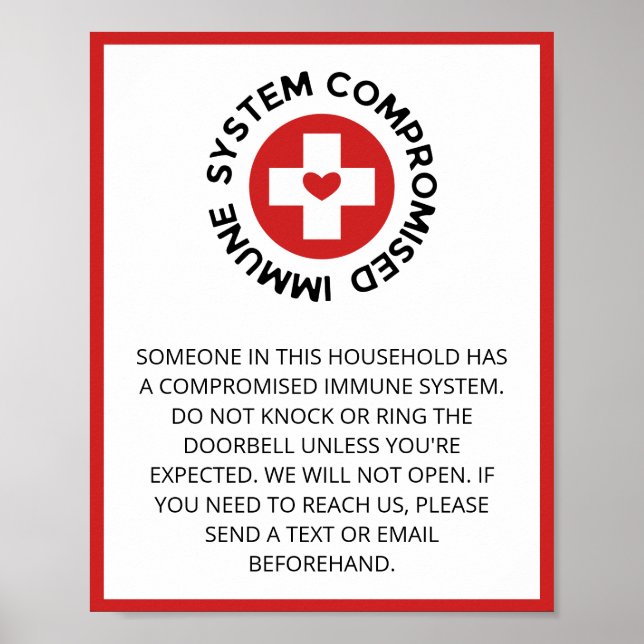 Cross Red Heart Compromised Immune System Poster (Front)