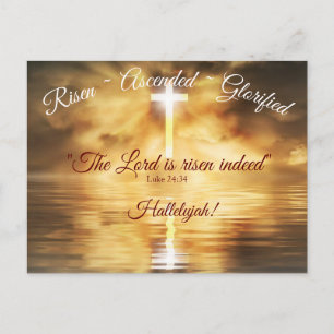 Cross reflected in calm water, Christ Risen Postcard