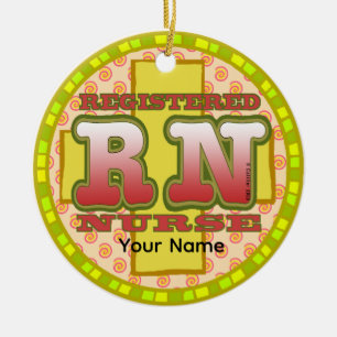 Cross RN Nurse Ceramic Ornament