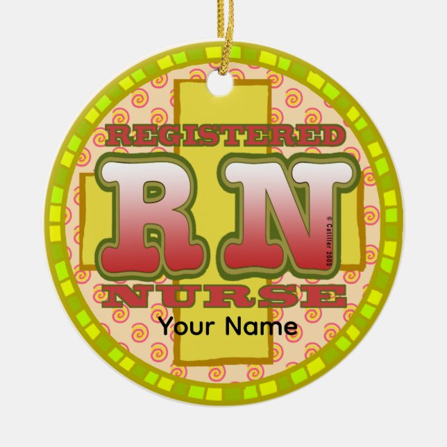Cross RN Nurse Ceramic Ornament (Front)