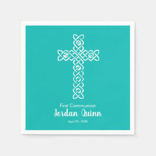 Cross Robin's Egg Blue Communion Baptism Christen Napkin