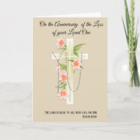 Cross Rosary Flower Anniversary of Death Loved One