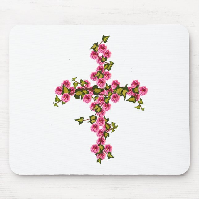 Cross roses and ivy mouse pad (Front)