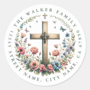 Cross Round Stickers