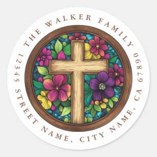 Cross Round Stickers