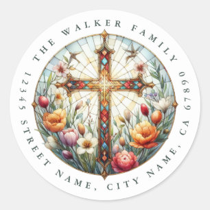 Cross Round Stickers