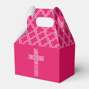 Cross Ruby Pink Girl's Communion Party Favour Bo Box