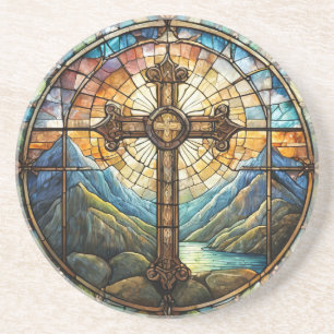Cross Sandstone Coaster