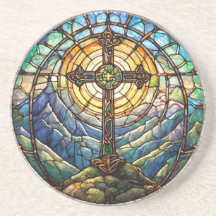 Cross Sandstone Coaster