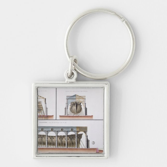 Cross-section and elevation of a ship, 1776 key ring (Front)