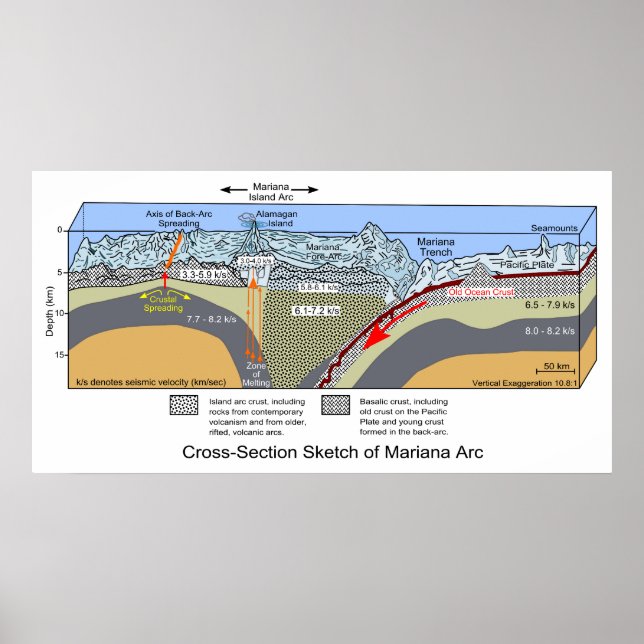 Cross Section Diagram of the Mariana Trench Poster (Front)