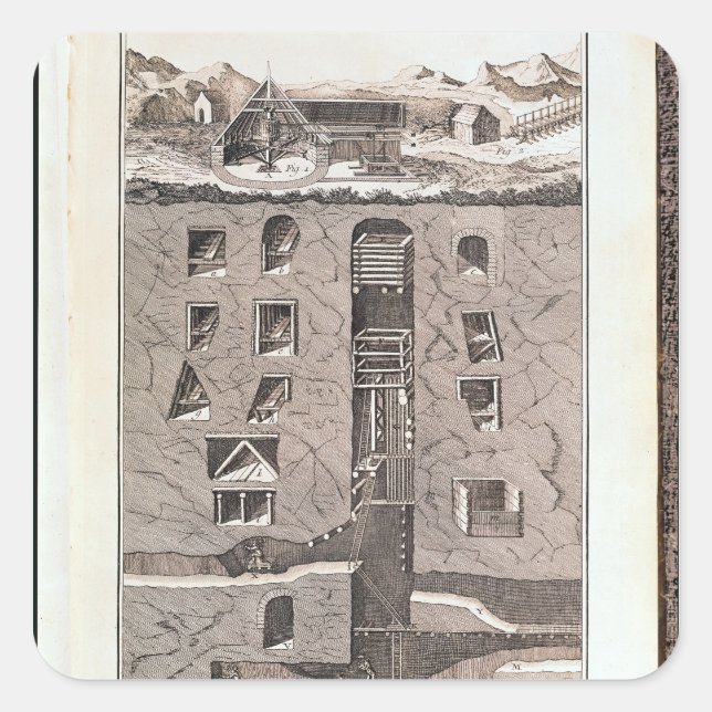 Cross-section of a mine square sticker (Front)