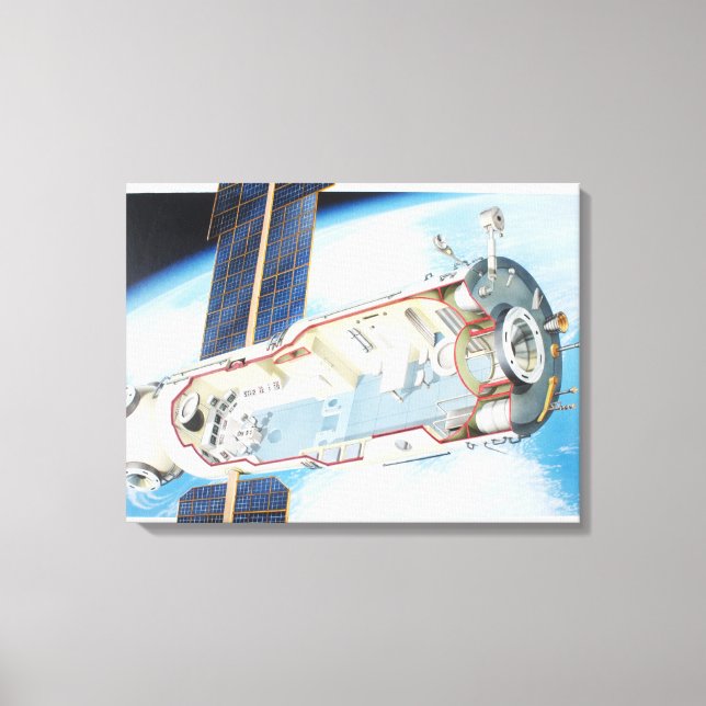 Cross section of solar powered space station canvas print (Front)
