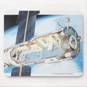 Cross section of solar powered space station mouse pad