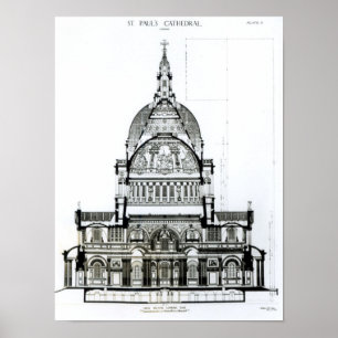 Cross section of St. Paul's Cathedral Poster