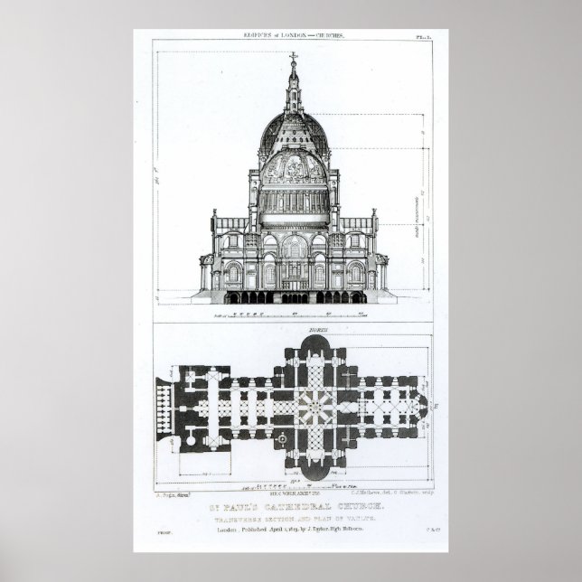 Cross section of St. Paul's Cathedral Poster (Front)
