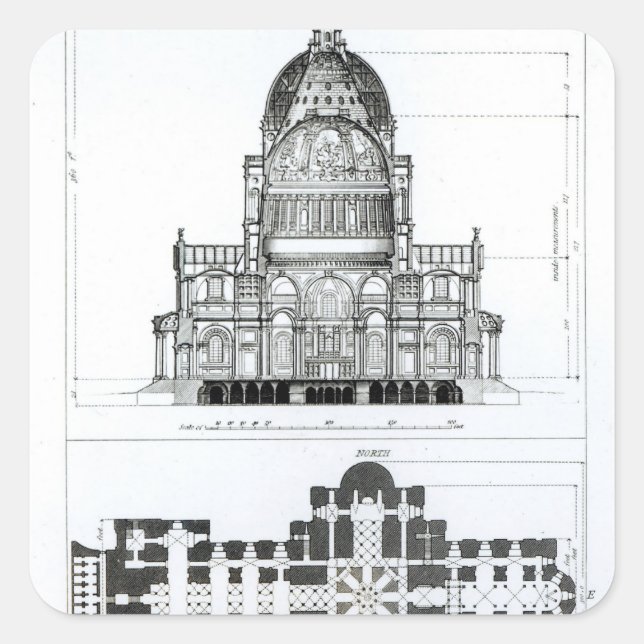 Cross section of St. Paul's Cathedral Square Sticker (Front)