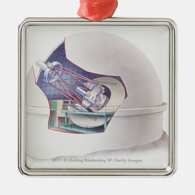 Cross section of telescope inside an observatory metal tree decoration (Front)