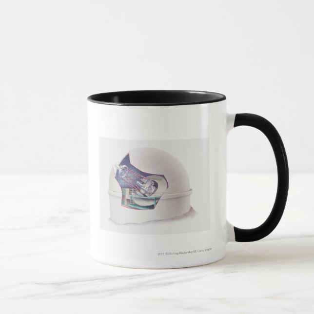 Cross section of telescope inside an observatory mug (Right)
