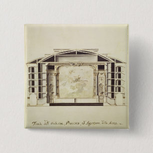 Cross section view of a theatre on the Grand Canal 15 Cm Square Badge