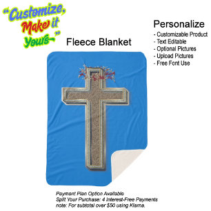 Cross Sherpa Blanket with Blue Background