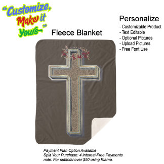 Cross Sherpa Blanket with Brown Background
