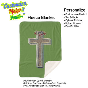 Cross Sherpa Blanket with Green Background