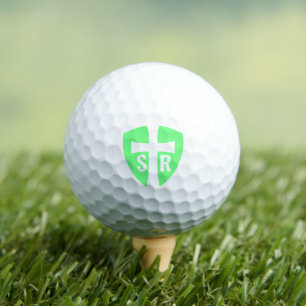 Cross Shield Monogrammed Initials Christian Green Golf Balls