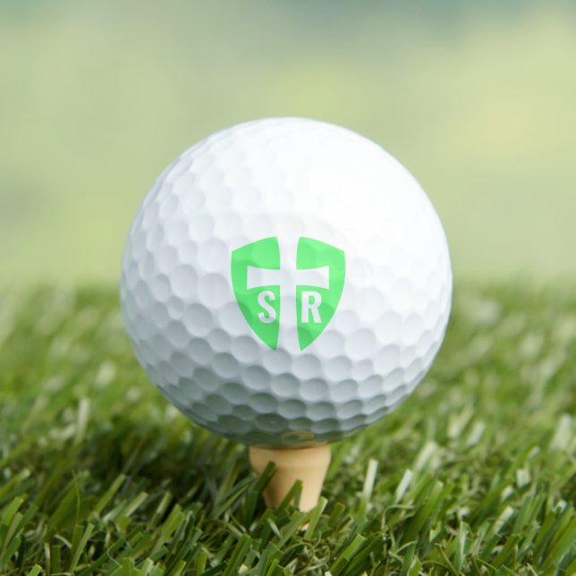 Cross Shield Monogrammed Initials Christian Green Golf Balls (Insitu Tee)