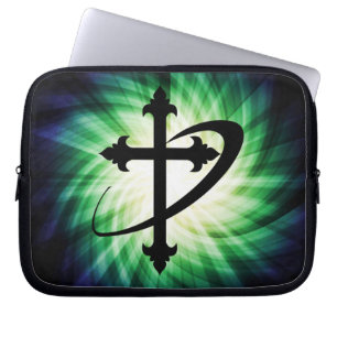 Cross Silhouette; Glowing Laptop Sleeve