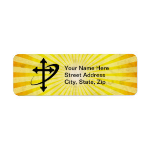 Cross Silhouette; yellow Return Address Label