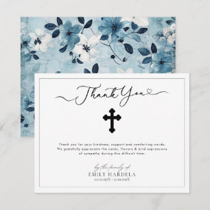 Cross Simple Scrift Funeral Thanks Card