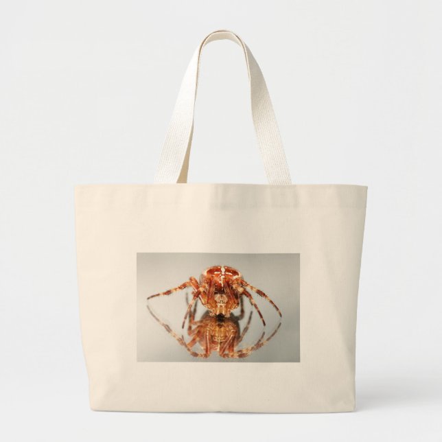 Cross spider on a mirror large tote bag (Front)
