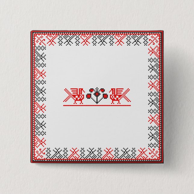 Cross-stitch birds 15 cm square badge (Front)