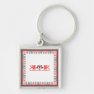 Cross-stitch birds key ring