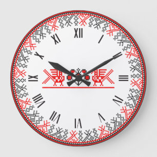 Cross-stitch birds large clock