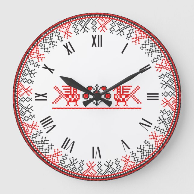 Cross-stitch birds large clock (Front)
